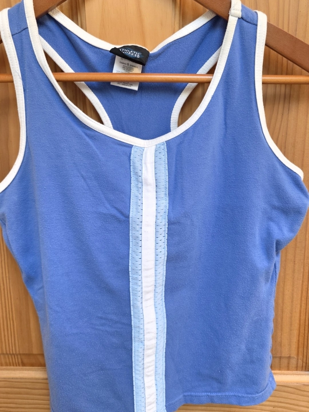 Athletic Works Blue Racerback Tank with White and Light Blue Stripe